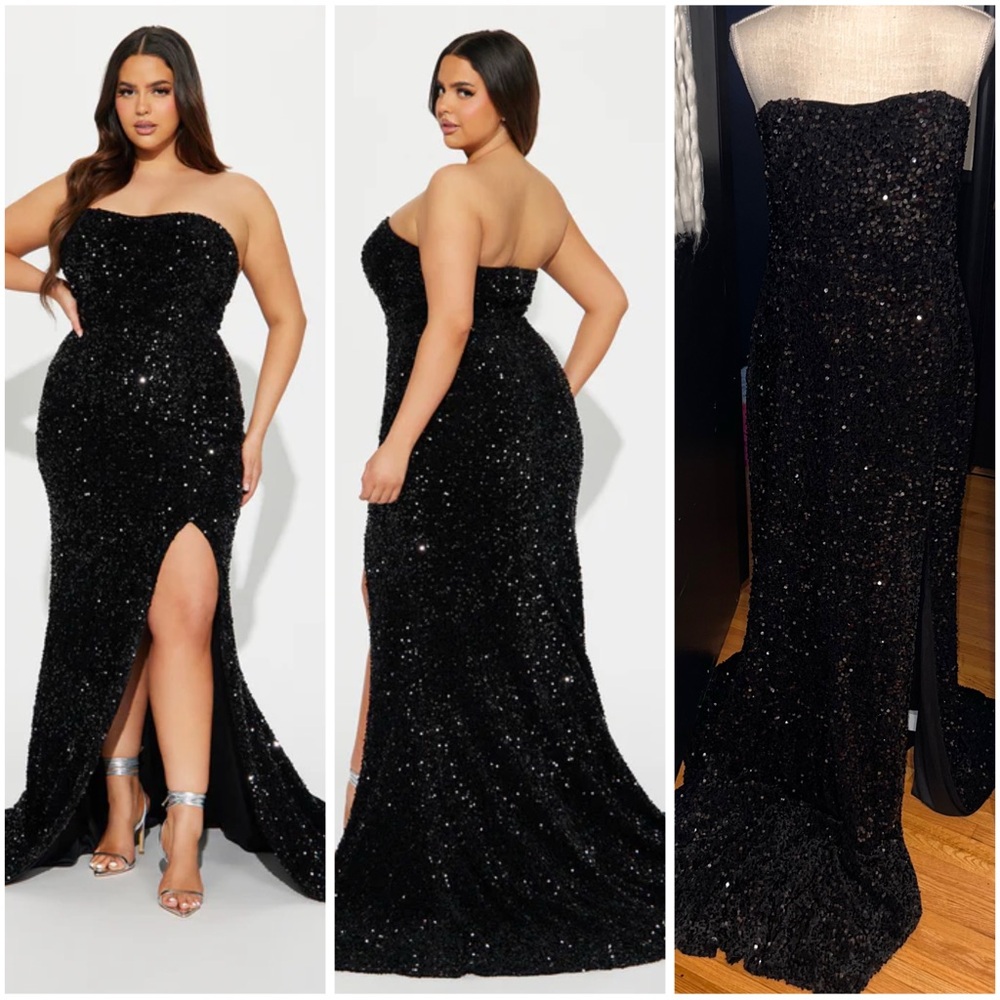 Dahlia Sequin Maxi Ball Gown - Black - Sz 1X